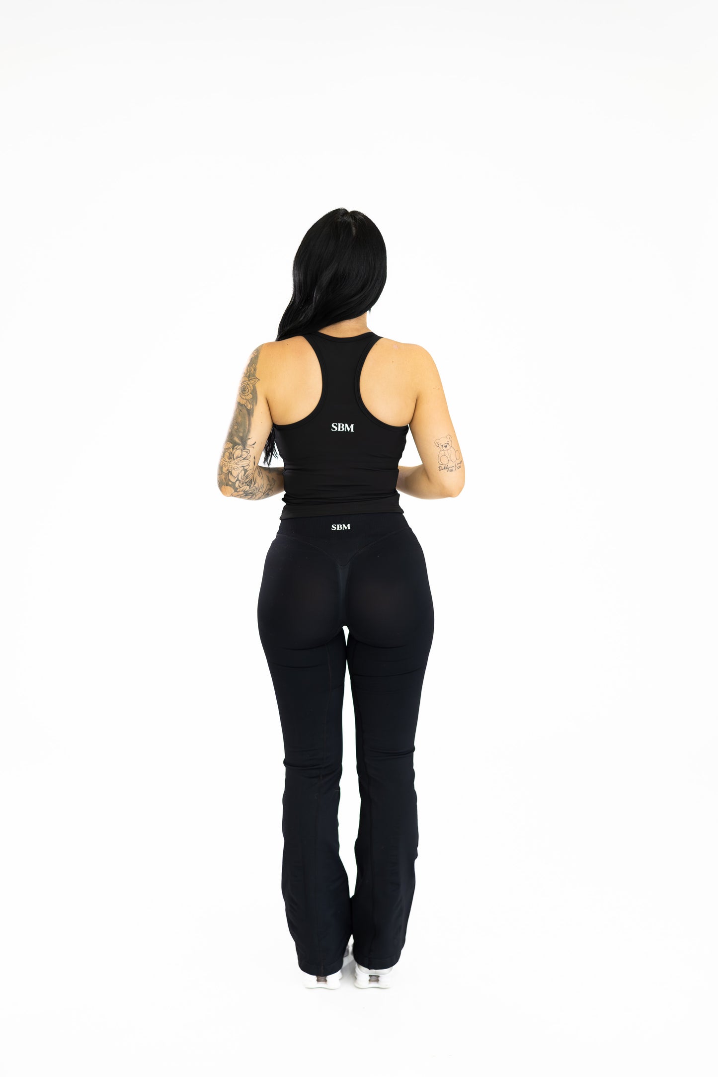 V FRONT FLARE PANT - BLACK