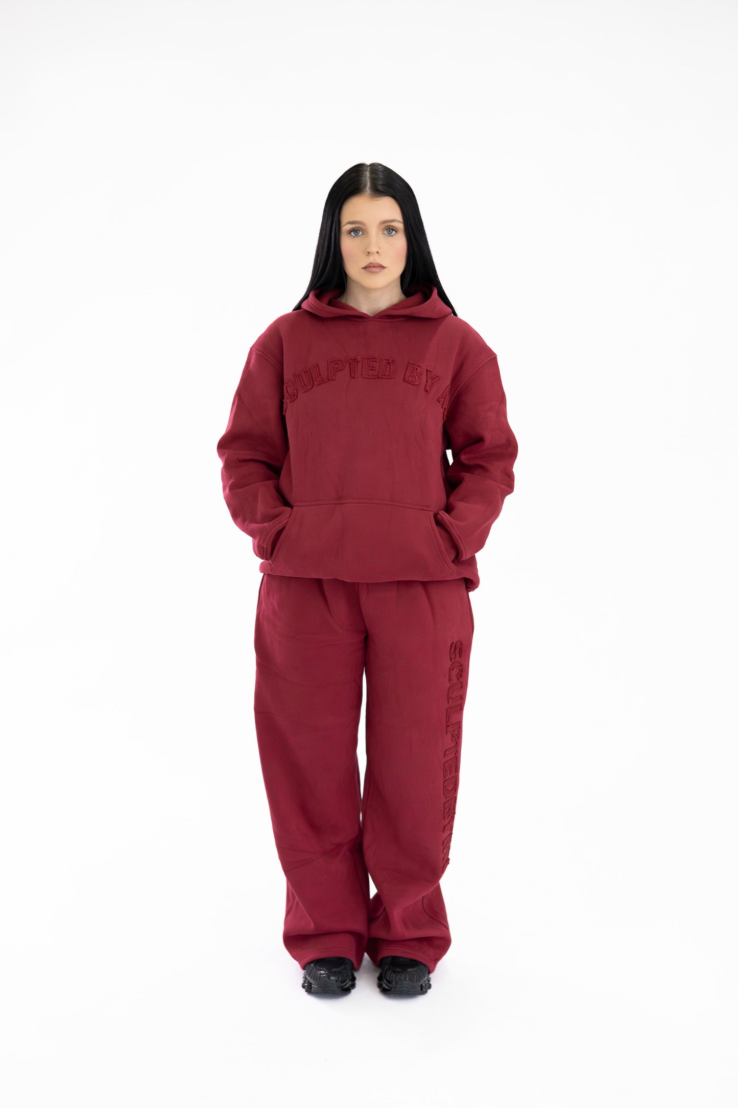 STAPLE WIDE TRACK PANTS - RED WINE