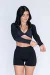 Aalia Charcoal Long Sleeve Crop