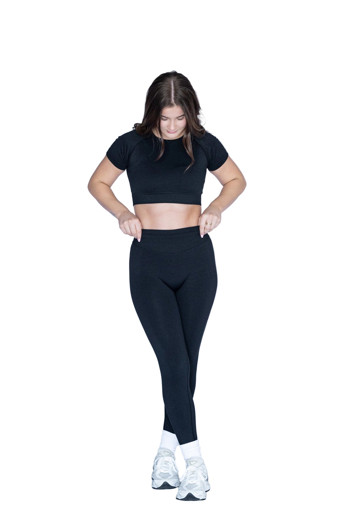 Mid Waist Black Scrunch Leggings